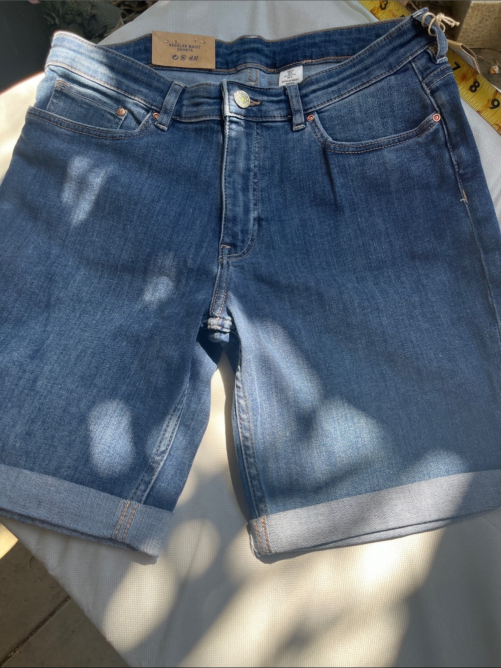 H&M Women's Dark Blue Denim Bermuda Shorts
